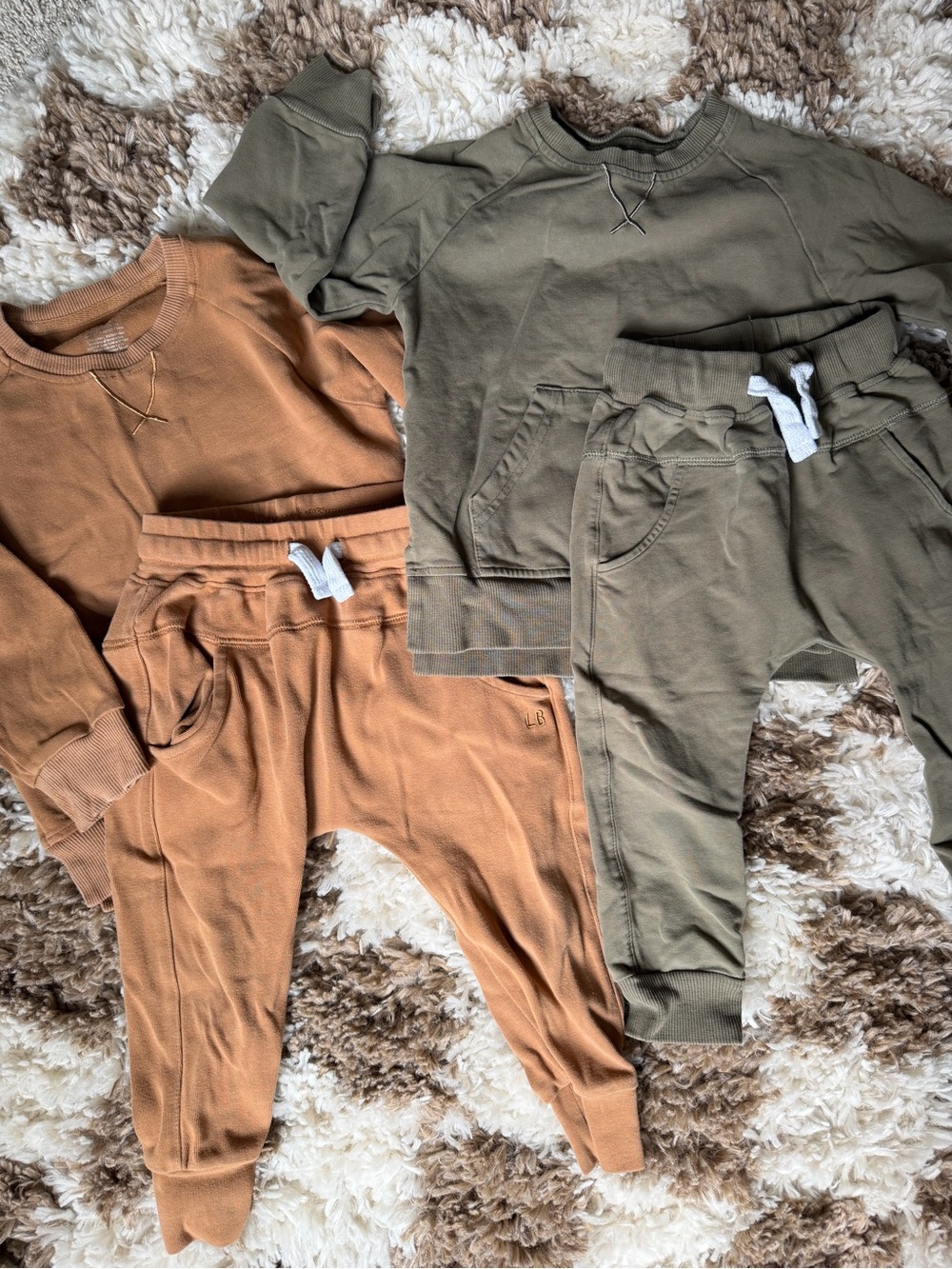 Little Bipsy Olive & Rust Kids Jogger Pants Set